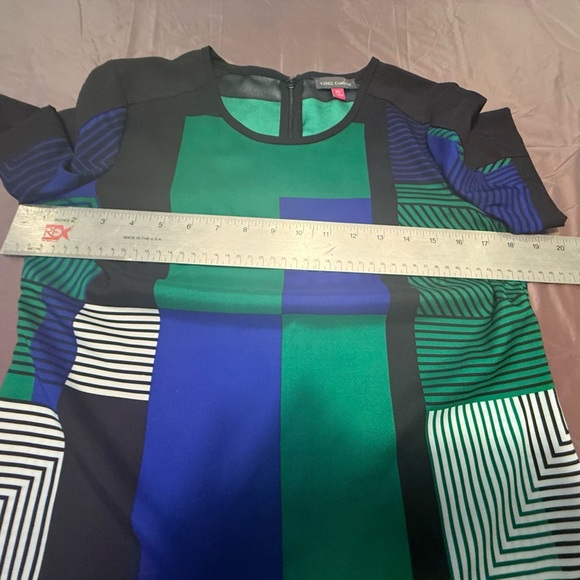 Vince Camuto Colorblock Black/Blue/Green/White Geometric Short Sleeve Blouse SP - Picture 7 of 11